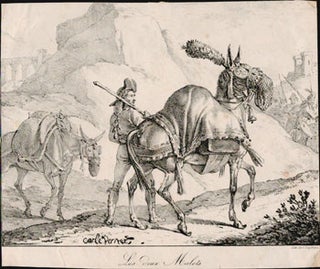 Item #51-5281 Les deux Mulets. First edition of the lithograph. Carle Vernet, 1758 -1836