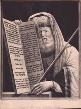 Item #51-5375 Rabbi with a Torah and pointer. "Constitution inaltérable." Original lithograph....