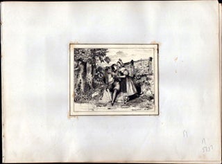Item #51-5387 Two lovers next to a tree. Original drawing. Alphonse Irénée Guillon,...