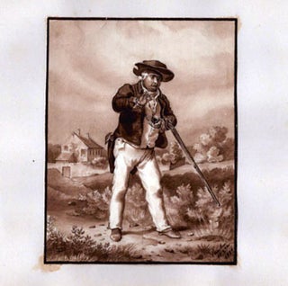 Item #51-5388 A well dressed hunter with his rifle. . Original watercolor. Félix Saurine