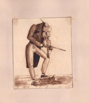 Item #51-5390 Man playing the Violin . Original watercolor. Antoin or Astoin