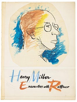 Item #51-5443 Original watercolor portrait of Henry Miller for the cover of a proposed book:...