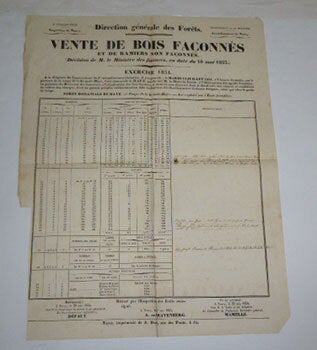 Mémoire relatif à la coupe de la Grande-Haye (Dépt. de la Meurthe - Communal de Nancy) et Procès-verbal avec cartes & affiche de vente de bois. 1853-1854. Original manuscript. Signed.