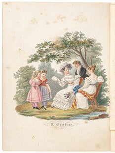 Les talents, ou, Les couronnes de la jeunesse : par M. Brès: Le dessin. La broderie. La lecture. L'écriture. La danse. Le chant. First edition.