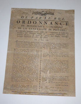 Item #51-5585 Ordonnance ...pendant l'année 1786 de la Généralité de Poitiers...des Travaux...