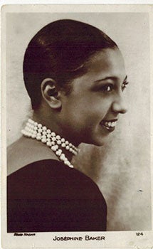 Item #51-5598 Portrait of Josephine Baker on an Als card from the Russian actress Zinaida Reich. ...
