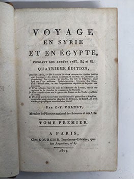Item #51-5720 Voyage en Syrie et en Égypte, pendant Les Années 1783, 84 & 85. Fourth edition....
