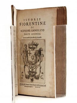 Istorie fiorentine di Scipione Ammirato.on una tavola copiosissima delle cose pi&ugrave; notabiliParts I and II. First editions.