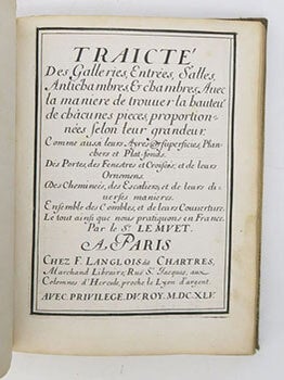 Traicté des cinq ordres d'architecture, desquels se sont seruy les anciens : traduit du Palladio, augmenté de nouuelles inuentions pour l'art de bien bastir. First edition.
