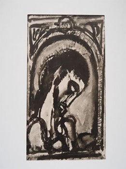 Item #51-6040 Silver print of Georges Rouault's "Christ aux outrages." Signed and dedicated by...