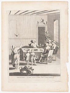 Item #51-6045 Ceremonies of the Jews upon the Sabbath Day. First edition of the engraving. Philip...