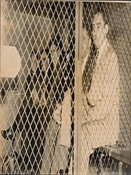 Six of the 12 American communists in 1949 in New York in a paddy wagon after conviction. Trial. Paris Agence Intercontinentale.