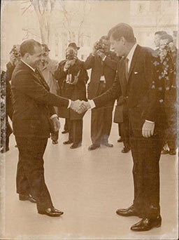 Item #51-6599 President Kennedy shaking hands with President João Goulart. of Brazil Original...