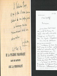 Item #51-6747 Als from Jean-Hervé Chamant, Psychiatre to Pierre Spivakoff regarding Valentine...