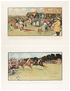 Item #51-6769 The Blue Market Races. The complete set of 6 chromolithographs: On the Road; Arrival on the Course; The Start; Between the Races; The Finish; Homewards. First editions. R. B A. Aldin, Cecil Charles Windsor.
