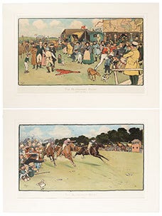Item #51-6769 The Blue Market Races. The complete set of 6 chromolithographs: On the Road;...