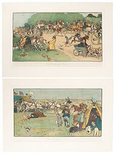 The Blue Market Races. The complete set of 6 chromolithographs: On the Road; Arrival on the Course; The Start; Between the Races; The Finish; Homewards. First editions.
