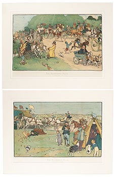 The Blue Market Races. The complete set of 6 chromolithographs: On the Road; Arrival on the Course; The Start; Between the Races; The Finish; Homewards. First editions.