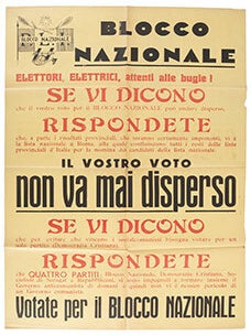 Item #51-6776 Blocco Nazionale. Elettori, Eletrrici, attenti alle bugle. Se Vi...