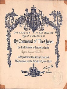 Item #51-6949 Coronation of Her Majesty Queen Elizabeth II. By Command of the Queen, the Earl...