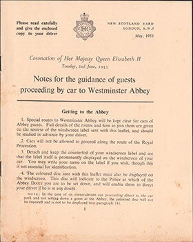 Item #51-6960 The Coronation of Her Majesty Queen Elizabeth II. Notes for the guidance of...