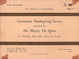 Item #51-6963 The Coronation of Her Majesty Queen Elizabeth II. Coronation Thanksgiving Service...