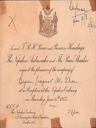 Item #51-6971 The Coronation of Her Majesty Queen Elizabeth II. Invitation from the Prince and...