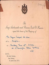 Item #51-6975 The Coronation of Her Majesty Queen Elizabeth II. Invitation from The Iraqi...