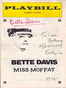 Item #51-7100 Poster and playbill for the play "Miss Moffat," Signed by Bette Davis...