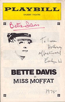 Item #51-7100 Poster and playbill for the play "Miss Moffat," Signed by Bette Davis...