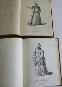 A collection of the dresses of different nations, ancient and modern : Particularly old English dresss; after the designs of Holbein, Vandyke, Hollar and others, with an account of the authorities from which the figures are taken, and some short historical remarks on the subject. To which are added the habits of the principal characters on the English stage...... (Recueil des habillements de différentes nations, anciens et modernes et en particulier des vieux ajustements anglois; d`après les desseins de Holbein, de Vandyke, de Hollar, et de quelques autres. Avec une detail des sources & des autorités, d`où ces figures ont été prises; et quelques remarques historiques sur le sujet. Auquel sont ajoutés les habits des principaux caracteres du théatre anglois.). 4 volumes. First edition,