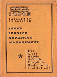 Item #51-7334 Catalog of 370 Books on Foods, Service, Nutrition, Management.... First edition....
