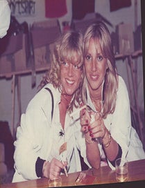 Item #51-7446 Photograph of two blond bombshells at the Victoria Club, London, the day Bj&ouml;rn Borg secured his fourth consecutive Wimbledon singles title. John provenance Wooloughan.