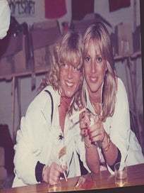 Item #51-7446 Photograph of two blond bombshells at the Victoria Club, London, the day Bj&ouml;rn...