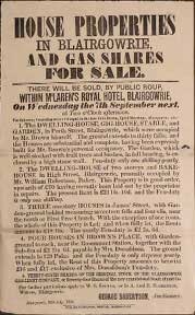 Item #55-0573 House Properties and Gas Shares for Sale. Blairgowrie [original auction poster]....