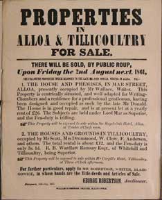 Item #55-0574 Properties in Alloa & Tillicoultry for Sale [original auction poster]. George...