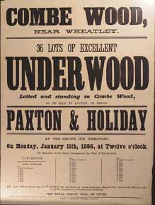 Paxton, Jonas and Holiday - 36 Lots of Excellent Underwood. Combe Wood, Near Wheatley [Original Auction Poster]