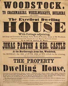 Paxton, Jonas and Castle, George - The Excellent Dwelling House with Cottage Adjoining. Woodstock [Original Auction Poster]