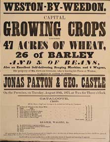 Paxton, Jonas and Castle, George - Capital Growing Crops Comprimising Wheat, Barley, and Beans. Weston-by-Weedon [Original Auction Poster]