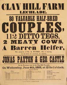 Item #55-0620 80 Valuable Half-Bred Couples, 112 Ditto Tegs, 2 Meaty Cows and a Barren Heifer. Clay Hill Farm, Lechlade [original auction poster]. Jonas Paxton, George Castle.