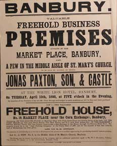 Paxton, Jonas & Son and Castle - Valuable Freehold Business Premises Situate in the Market Place, Banbury. The Valuable Freehold House [Original Auction Poster]