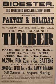 Paxton, Jonas and Holiday - The Well Seasoned Timber, Comprising 9,854 Run of 2 1/2 in. X 7 in. Battens, Sawn Boards, Flooring, Etc. Bicester [Original Auction Poster]