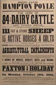 Paxton, Jonas and Castle, George - The Herd of 84 Excellent Dairy Cattle, Fat & Store Sheep, Horses, & Colts, Etc. Model Farm, Hampton Poyle [Original Auction Poster]
