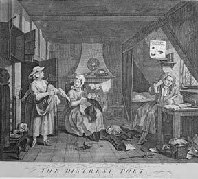Item #55-0672 The Distressed Poet, a plate from The Works of William Hogarth from the Original...