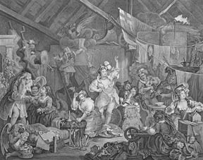 Item #55-0675 Strolling Actresses Dressing in a Barn, a plate from The Works of William Hogarth...