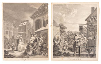 Item #55-0686 The Four Times of the Day. 4 Plates. William Hogarth.