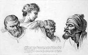 Hogarth, William (attributed) - Four Heads from the Raphael Cartoons at Hampton Court, a Plate from the Works of William Hogarth from the Original Plates Restored by James Heath, &C