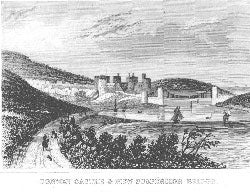 Dugdale's England and Wales - Conway Castle and New Suspension Bridge, Carnarvonshire, North Wales
