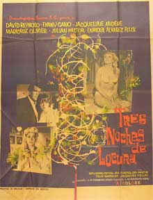 Item #55-1621 Tres noches de locura [movie poster]. (Cartel de la película). Rafael Portillo....