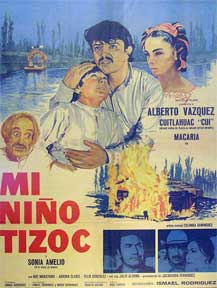 Item #55-1697 Mi nino Tizoc [movie poster]. (Cartel de la película). Julio Aldama Dirección: Ismael Rodriguez. Con Armando Acosta, Miguel Alvarez.